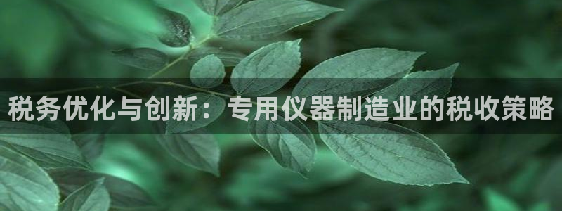 门徒娱乐官方下载：税务优化与创新：专用仪器制造业的税收策略