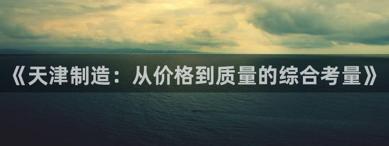 门徒娱乐平台登陆：《天津制造：从价格到质量的综合考量》